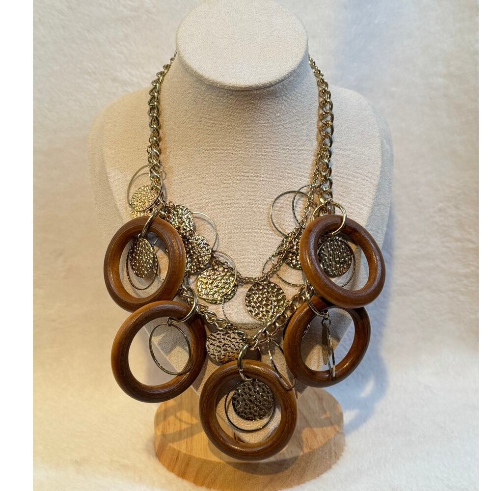 Chunky Wood + Metal Necklace – Boho | Artsy